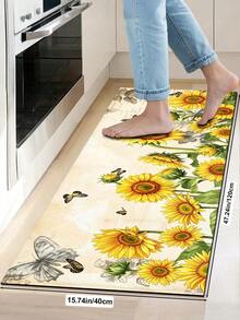 1/2pcs Vintage Diatomaceous Earth Bath Mat, Autumn Sunflower Pattern, Super Absorbent, Non-Slip, Perfect For Bathroom, Kitchen And Dining Room, Quick Drying, Ideal Home Decor And Bathroom Mat Gift, Holiday Gift! - Multicolor - View 17