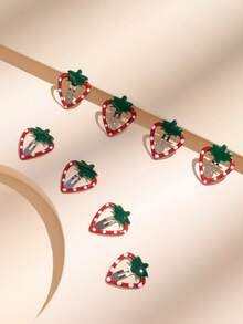 4pcs Cute Strawberry Shaped Hair Clips, Minimalist Hollow For Kidsehead Clips, Sweet Side Bangs Fixing Clips - Multicolor - View 3