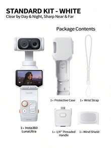 Insta360 Kamera Luna Ultra-8K Vlog memiliki lensa ganda , zoom optik 12x, sensor 1 inci, layar sentuh 2 inci yang dapat dilepas, chip AI tiga kali lipat, dan gimbal berukuran saku, sempurna untuk vlogging (baru, hanya diaktifkan). - View 12