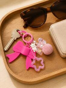 Lip Gloss Holder Keychains, Lip Balm Holder Chain Charm For Key Purse Bag, With Bear And Bow Pendant, Can Be Used As Keychain, Ring Chain, Handbag Charm, Backpack Pendant, Car Accessory And Wallet Accessory, Suitable For Daily Commute, Shopping, Party And Banquet, A Perfect Gift For Women And Girls On Birthday And Special Occasions - Multicolor - View 7