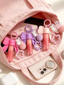 Lip Gloss Holder Keychains, Lip Balm Holder Chain Charm For Key Purse Bag, With Bear And Bow Pendant, Can Be Used As Keychain, Ring Chain, Handbag Charm, Backpack Pendant, Car Accessory And Wallet Accessory, Suitable For Daily Commute, Shopping, Party And Banquet, A Perfect Gift For Women And Girls On Birthday And Special Occasions - Multicolor - View 6