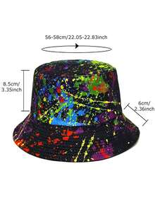 1pc Men's Colorful Graffiti Print Reversible Bucket Hat, Outdoor Fashion Sun Hat - Multicolor - View 6
