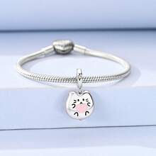 1 Pieces Openable Cat Cake Charms Original 925 Sterling Silver Beads For Women Pink Heart & Cubic Zirconia Fits Original Bracelet DIY Making - Silver - View 6
