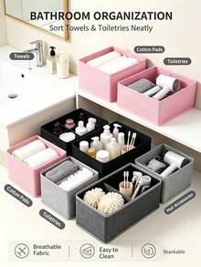 3/6pcs Foldable Wardrobe Storage Boxes, Large Capacity Drawer-Style Storage Baskets, Bedroom Cosmetic Storage Boxes, Socks & Underwear Storage Boxes, Home & Travel Essentials, Cabinet Storage - Pink - View 8