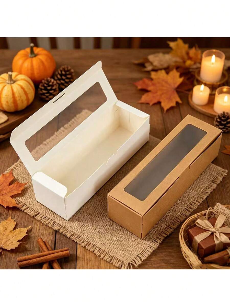 30pcs White Foldable All-In-One Gift Boxes With Transparent Display Window, Suitable For Holiday Party Favors, Birthday Gifts, Room Storage, DIY Crafts, Wedding Favors And Jewelry Packaging, Essential For Thanksgiving And Christmas Gifting - as shown - View 1