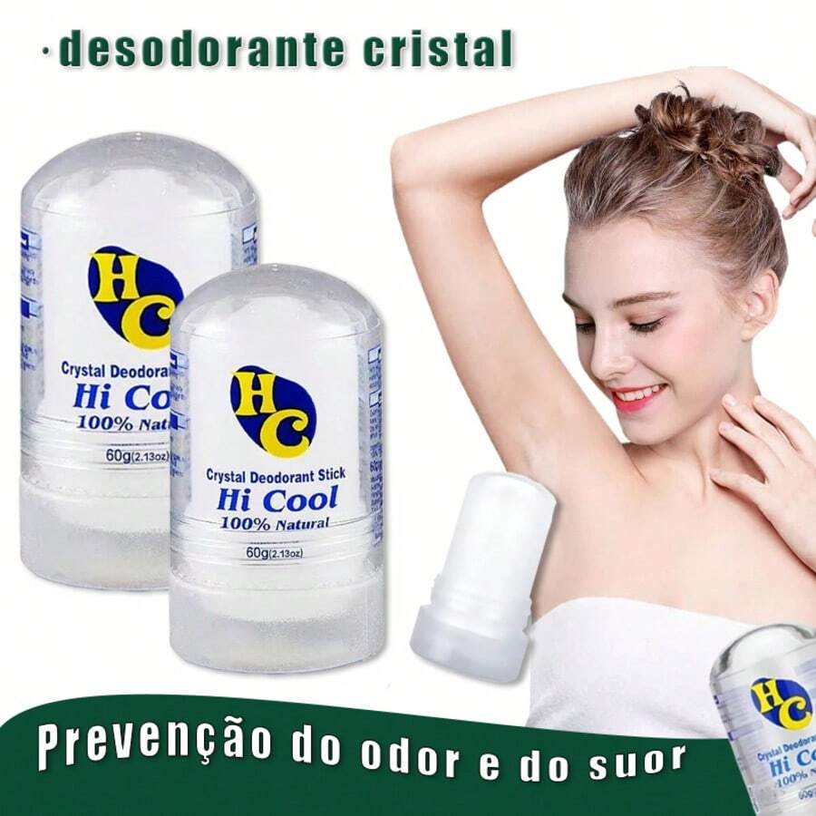 Desodorante Cristal Pedra Natural, 60g, Uso Corpo Todo, Melhora o Odor Corporal, Natural e Seguro, para Homens e Mulheres, Uso Diário, Presente Consciente
