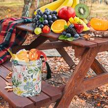 多功能居家收納袋 車用收納桶 布製吊掛袋－復古花卉 吊掛扣設計 桌面收納桶 可當小型垃圾桶 車用垃圾桶 可折疊 日常使用（隨機花紋印花） - 彩色 - 查看 9