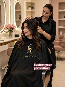 Customized Barber Apron, Customized Barber Cape, Personalized Barber Cape With Logo, Printable Barber Shop Logo Pattern And Text, Lightweight Breathable Neutral Home Salon Apron, Customized Barber Shop Home Salon Client Cape - Multicolor - View 7