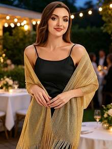 Buckle Evening Gown Shawl Scarf, Shiny Metallic Color Cashmere Shawl Scarf, For Women's Wedding Party - Multicolor - View 2
