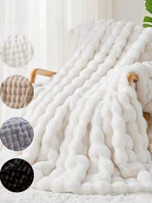 1pc White Black Grey Khaki Faux Rabbit Fur Blanket, Soft & Warm, Luxury Style, Multi-Purpose Throw, Easy Care, Lightweight & Versatile, Multiple Colors & Sizes Available, Luxury Fluffy Long Pile Blanket, Soft & Comfortable, Suitable For Living Room, Bedroom And Sofa, Home Essential, Dorm Bedding, Home Essential, Machine Washable, Winter Essential. - Multicolor - View 1