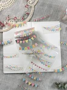1 Roll Colorful Flag Theme PET Die-Cut Washi Tape, Scrapbooking DIY Collage Decoration Magazine Photo Album Scrapbook Diary Sticker Washi Tape - Colorful Party Bunting - View 16