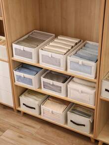 1 صندوق تخزين من قماش القطن والكتان على الطراز الياباني مع نافذة شبكية مرئية، سلة تنظيم ملابس كبيرة للملابس والكنزات والمناشف والبياضات، حاوية تخزين متعددة الوظائف للمنزل والخزانة وغرفة النوم والسكن الجامعي - متعدد الألوان - مشاهدة 2