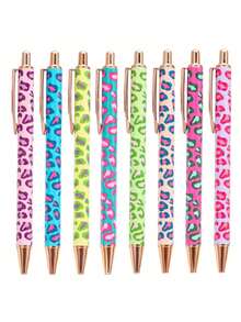 4pcs Random Leopard Print Ballpoint Pens, Retractable Design, Assorted Patterns, Minimalist Printed Pens, Suitable For Weddings, Parties, Daily Use, Gifts, Perfect Valentine's Day Gift For Friends And Family - Default - View 2