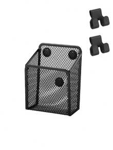 Macaron Color Magnetic Metal Mesh Pen Holder With Multi-Function Hook, Square Minimalist Storage Box, Magnetic Pen Organizer, Miscellaneous Storage Rack, Suitable For Whiteboard, Office, Pencil, Kitchen, Office Supplies, Home Goods, Back To School Supplies - Multicolor - View 14