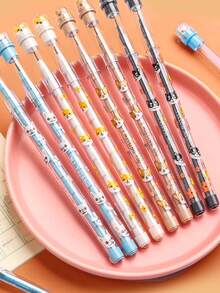 Cute Dog Non-Sharpening Mechanical Pencil Set, 4pcs Stackable HB Pencils With Eraser + 96 Refill Cores For School Student - Multicolor - View 10
