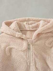 Jaket Kasual Tebal Berbahan Lembut Berbahan Plush dengan Resleting Penuh untuk Anak Perempuan, Cocok untuk Musim Gugur/Dingin - Aprikot - View 4