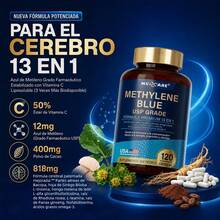 Combo Azul de Metileno MVPCARE | Cápsulas 13 en 1 y Gominolas USP, Apoyo Cerebral, Energía y Claridad Mental - Paquete combinado de dos productos - Ver 3