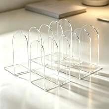 2/4/8pcs 1010*10*10cm L-Shaped Transparent Acrylic Bookends, Heavy Duty Stable With 4 Non-Slip Pads, Minimalist Style Desktop Storage Book Holder, Suitable For Home Office Library - Clear - View 8