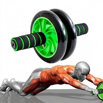 Silent Double-Wheel Ab Roller With Ergonomic Non-Slip Handles, High-Resistance PVC/ABS Material For Home And Gym Exercise