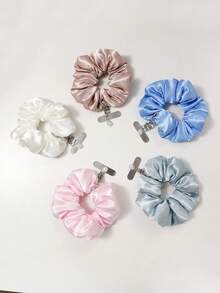 Solid Color Elastic Band Hair Scrunchies, Versatile Daily Hair Ties, Wrist Elastic Phone Accessory Pendant - Multicolor - View 2