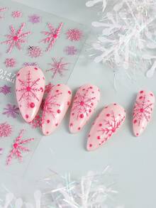 Christmas Deer Nail Art Stickers 5D Embossed Deer Christmas Snowflake Heart Pattern Adhesive Cute Cartoon Reindeer Nail Decoration Stickers - Multicolor - View 8