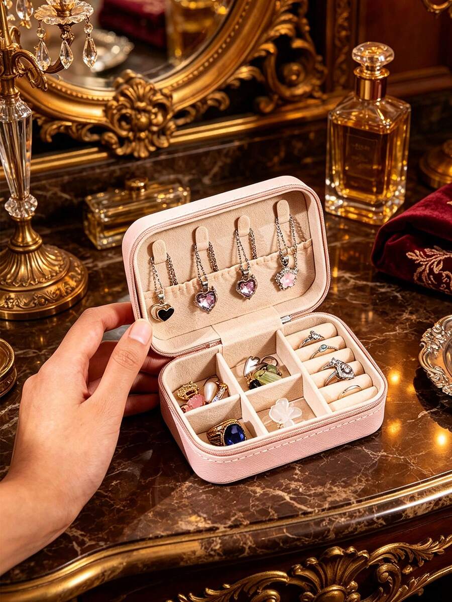 1pc Large Capacity Jewelry Box, Jewelry Storage Box, Multi-Functional Jewelry Display Box, Portable Travel Jewelry Box, Travel Essential, Perfect Gift For Women - Multicolor - View 1