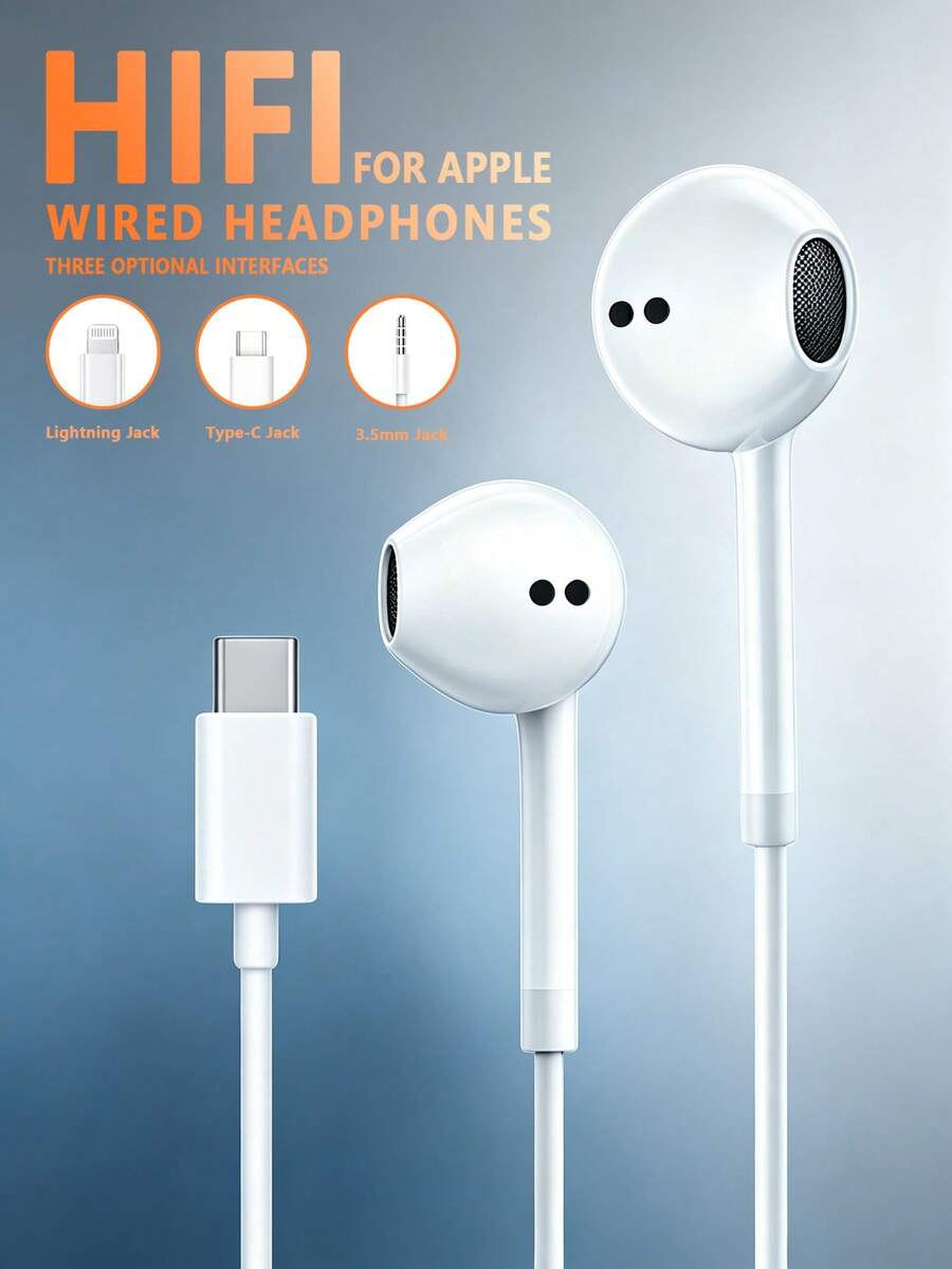 In-Ear Wired Earphones With Lightning Connector And In-Line Remote Volume Control, Compatible With IPhone 14/13/12/11/XR/XS/X/8/7/SE/Pro/Pro Max, Christmas/Family Gift - View 1