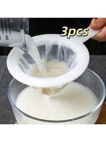 1/3pcs Fine Mesh Kitchen Strainer, Home Soy Milk Filter: Multi-Functional Durable, Suitable For Tea, Juice, Flour, Christmas New Year Party Kitchen Essential Cooking Baking Tool - Multicolor - View 2