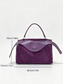 Japanese & Korean Niche Design INS Style Boston Bag For Women, Shoulder Crossbody Pillow Bag, Retro Fashion Commuter Shopping Daily Tote Bag, Autumn/Winter - Purple - View 9