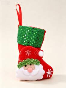 1pc Christmas Stocking, Hanging Gift And Candy Bag, Santa Claus Snowman Reindeer Bear Designs, For Home Decor Lovers, Fireplace Mantel And Christmas Tree Decoration, Holiday Party Favor, Festive Gift Wrap - Multicolor - View 17