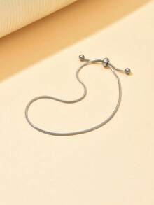 1pc Fashion Snake Chain Stainless Steel Bracelet, Minimalist Versatile Daily Wear, Celebration Party Accessory Lightweight Jewelry Gift For Her Women - Bracelet - View 8