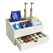 IDUK 1PC Wooden Coffee Capsule Storage Drawer, Suitable For Home Kitchen, Cafe Bar Display - White - View 6