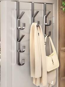 1pc Multi-Function Door Hook, Straight Design, Carbon Steel Material, Can Be Used As Coat Rack Or Towel Rack, Space-Saving, Suitable For Bathroom Door, Bedroom, Bathroom, Garage, Laundry Room, Cabin, Kitchen, Hotel And Other Places - Multicolor - View 2