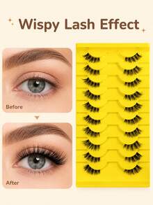 10 Pairs Half Lashes Natural, Slender, Thick Eyelashes, Enlarged Eyes, Light And Easy To Use, Reusable, Essential For Lazy People, Daily Commuting, No Abruptness In The Eyes Fake Lashes - View 4