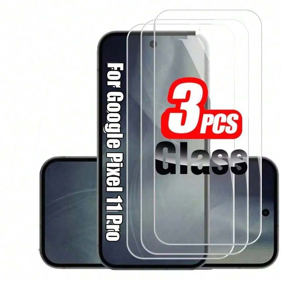 3-Pack Screen Protector, Compatible With Google Pixel 9 Pro XL/Pixel 9 Pro/Pixel 9, Pixel 10 Pro Fold/Pixel 10 Pro/10 Pro XL/10, Pixel 10a, Pixel 11/11 Pro/11 Pro XL Series, Fingerprint Unlock Tempered Glass Screen Protector, High Definition, Anti-Fingerprint, Anti-Scratch, Bubble-Free Easy Installation, Full Screen Protection - Clear - View 1