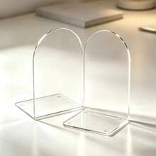 2/4/8pcs 1010*10*10cm L-Shaped Transparent Acrylic Bookends, Heavy Duty Stable With 4 Non-Slip Pads, Minimalist Style Desktop Storage Book Holder, Suitable For Home Office Library - Clear - View 5