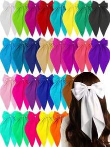 1/12/15Pcs Random Vintage French Ribbon Bow Hair Clips For Women, Sweet Daily Decorative Barrettes - Multicolor - View 1