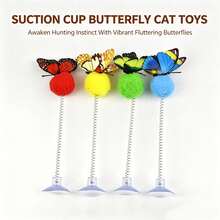 Suction Cup Base Metal Spring Cat Teaser Toy With Plush Ball, Interactive Cat Toy, No Battery Required, Vibrant Colors Suitable For All Cat Breeds, Stimulates Hunting Instincts, Simulates Hunting Scenes, Indoor Boredom Relief, Active Mind And Body, Fun Cat Teaser Gadget - Multicolor - View 14