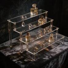 Clear Acrylic Multi‑Tier Jewelry Display Stand, Desktop Vanity Storage Organizer Rack, Ideal For Rings, Necklaces, Bracelets, Earrings And Trinkets, Cosmetic Perfume Decor Display Shelf - one-size - View 2