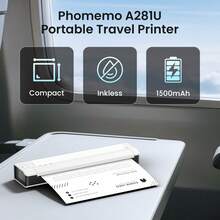 Phomemo A4 便攜式印表機，旅行用升級便攜款，無線熱感印表機，支援 8.5" X 11" 美國信紙尺寸及 A4/A5/B5，相容手機與筆電，適用居家、車內、辦公室收據列印 - 白色 - 查看 5