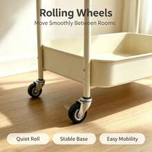 Multifunctional Easy Assembly Three-Tier Rolling Cart, Multifunctional Storage Rack, Snack Rack, Portable Wheels, Suitable For Use In The Kitchen, Home, Or Office, Office Storage And Organizing Rolling Cart - White - View 5