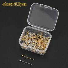 100PCS Golden Silvery Round Head DIY Beading Pins Hard Metal Jewelry Making Needles With Clear Storage Case For Handmade Crafts - Nine-shaped Needle - View 10