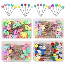 50/100pcs Flat Head Bear Buttons Hand Sewing Needles Flat Straight Pins With Box Quilt Pins Butterfly Head Patchwork Pins Sewing Straight Push Pins Bulk DIY Sewing Craft - Multicolor - View 13