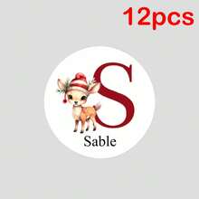 Customizable Personalized Round Christmas Stickers, Customizable Text Christmas Stickers, Available In 1/12/24/36/48/60pcs Set, Suitable For Christmas Gift Box Packaging, Envelope Sealing, Candy Bags, Party Favors And DIY Holiday Decoration - Multicolor - View 10