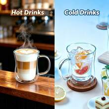 6pcs Double Wall Glass Coffee Mugs with 6 Lids, Borosilicate Glass Cups with Handle, Insulated Latte Cappuccino Tea Cups, Clear Heat-Resistant Glassware for Hot & Cold Drinks. - Transparent - Übersicht 6