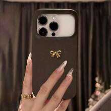 Casing Pelindung Belakang dengan Motif Pita 3D Vintage dan Tekstur Leci Cokelat, Kompatibel dengan iPhone 18 Pro Max, 18 Pro, 17 Pro Max, 17 Pro, 16, 15, 14, 13 Pro Max, 16, 14, 15, 17, Casing Lembut Tahan Guncangan Sederhana - Coklat - View 11