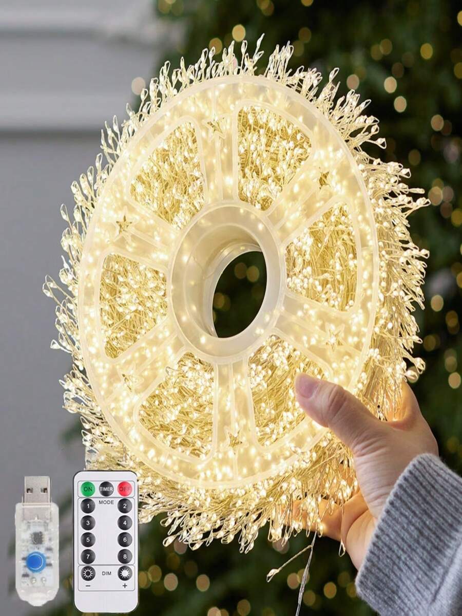 1pc 30m/98ft Christmas Firecracker Fairy Light String, 1000/800/600 LED Firework Light String, Christmas Firecracker Lights, Suitable For Rooms, Patios, Indoor/Outdoor Use, Weddings, Parties, Home, Gardens, New Year's, And Christmas Decorations