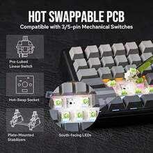 AULA F75 MAX 75% Hot-Swappable Mechanical Keyboard With TFT Smart Display, 3-Mode Wireless, PBT Gasket Structure, Ergonomic Design, RGB Backlight, Suitable For Office, Home And Gaming Scenarios - View 8