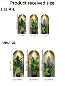 3pcs Arched Niche Green Plant Wall Sticker, 2D Waterproof Self-Adhesive Tropical Plant Wall Niche Art Sticker, Suitable For Living Room, Entryway, Wall Decor And Home Decor. - A - View 7
