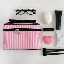 1 buah Tas Kosmetik Multi-Kompartemen Kapasitas Besar dengan Pegangan Pita, Tas Penyimpanan Kosmetik Portabel Multifungsi dengan Sekat, Cocok untuk Acara Anak Perempuan, Tas Perawatan Kulit Saat Bepergian, Tas Perlengkapan Mandi, Tas Kosmetik, Perlengkapan Perjalanan, Perlengkapan Kapal Pesiar, Hadiah untuk Pengiring Pengantin - MultiWarna - View 6